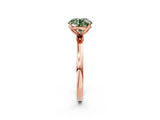 Rose gold Fancy Green Round Cut Diamond Solitaire Ring with Thin Band and Prong Setting_14