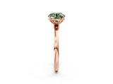 Rose gold Fancy Green Round Cut Diamond Solitaire Ring with Thin Band and Prong Setting_26