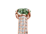 Rose gold Fancy Green Round Cut Diamond Solitaire Ring with Three-Row Pavé Band and Four-Prong Setting_41