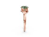 Rose gold Fancy Green Round Cut Diamond Solitaire Ring with Twist Band and Four-Prong Setting_113