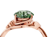 Rose gold Fancy Green Round Cut Diamond Solitaire Ring with Twist Band and Four-Prong Setting_115