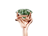 Rose gold Fancy Green Round Cut Diamond Solitaire Ring with Twist Band and Four-Prong Setting_116
