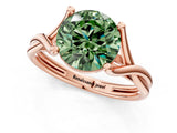 Rose gold Fancy Green Round Cut Diamond Solitaire Twist Band Prong Setting Ring_68