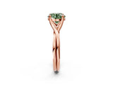 Rose gold Fancy Green Round Cut Diamond Solitaire Twist Band Prong Setting Ring_69