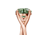 Rose gold Fancy Green Round Cut Diamond Solitaire Twist Band Prong Setting Ring_72