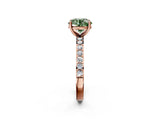 Rose gold Fancy Green Round  Cut Diamond Solitaire with Pave Band and Four-Prong Setting 3