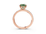 Rose gold Fancy Green Round  Cut Diamond Solitaire with Pave Band and Four-Prong Setting 4
