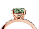 Rose gold Fancy Green Round  Cut Diamond Solitaire with Pave Band and Four-Prong Setting 5