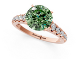 Rose gold Fancy Green Round  Cut Diamond Solitaire with Pave Band and Four-Prong Setting_107