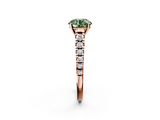 Rose gold Fancy Green Round  Cut Diamond Solitaire with Pave Band and Four-Prong Setting_108