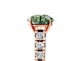 Rose gold Fancy Green Round  Cut Diamond Solitaire with Pave Band and Four-Prong Setting_111