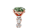 Rose gold Fancy Green Round Cut Diamond Solitaire with Side Stones, Pave Band, Four-Prong Setting_96