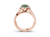 Rose gold Fancy Green Round Cut Diamond Split Shank Halo Ring with Four-Prong Setting_62