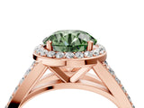Rose gold Fancy Green Round Cut Diamond Split Shank Halo Ring with Four-Prong Setting_63