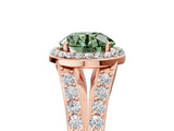 Rose gold Fancy Green Round Cut Diamond Split Shank Halo Ring with Four-Prong Setting_64