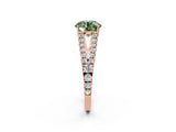 Rose gold Fancy Green Round Cut Diamond Split Shank Pavé Engagement Ring with Four-Prong Setting_62