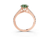Rose gold Fancy Green Round Cut Diamond Split Shank Pavé Engagement Ring with Four-Prong Setting_63