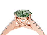 Rose gold Fancy Green Round Cut Diamond Split Shank Pavé Engagement Ring with Four-Prong Setting_64