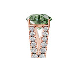 Rose gold Fancy Green Round Cut Diamond Split Shank Pavé Engagement Ring with Four-Prong Setting_65