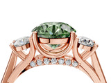 Rose gold Fancy Green Round Cut Diamond Three-Stone Engagement Ring with Prong Setting and Pavé Band_4
