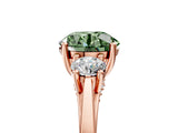 Rose gold Fancy Green Round Cut Diamond Three-Stone Engagement Ring with Prong Setting and Pavé Band_5