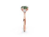 Rose gold Fancy Green Round Cut Diamond Three-Stone Ring with Pear Side Stones and Four-Prong Setting_74