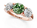 Rose gold Fancy Green Round Cut Diamond Three-Stone Ring with Prong Setting and Classic Band_111