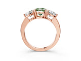Rose gold Fancy Green Round Cut Diamond Three-Stone Ring with Prong Setting and Classic Band_113