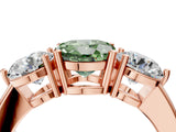 Rose gold Fancy Green Round Cut Diamond Three-Stone Ring with Prong Setting and Classic Band_114