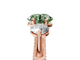Rose gold Fancy Green Round Cut Diamond Three-Stone Ring with Prong Setting and Pavé Band_5