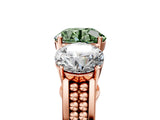 Rose gold Fancy Green Round Cut Diamond Three-Stone Ring with Prong Setting and Textured Band_5