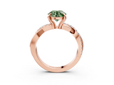 Rose gold Fancy Green Round  Cut Diamond Twist Band Solitaire with Prong Setting_44