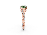 Rose gold Fancy Green Round  Cut Diamond Twisted Band Engagement Ring with Prong Setting_5