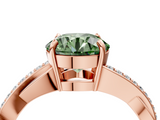 Rose gold Fancy Green Round  Cut Diamond Twisted Band Engagement Ring with Prong Setting_7