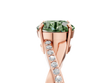 Rose gold Fancy Green Round  Cut Diamond Twisted Band Engagement Ring with Prong Setting_8