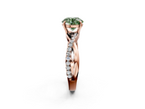 Rose gold Fancy Green Round  Cut Diamond Twisted Band with Pavé Setting and Four-Prong Setting_22