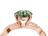 Rose gold Fancy Green Round  Cut Diamond Twisted Band with Pavé Setting and Four-Prong Setting_24
