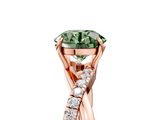 Rose gold Fancy Green Round  Cut Diamond Twisted Band with Pavé Setting and Four-Prong Setting_25