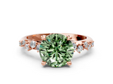 Rose gold Fancy Green Round  Cut Diamond Vine Band with Four-Prong Setting_54