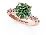 Rose gold Fancy Green Round  Cut Diamond Vine Band with Four-Prong Setting_55