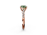 Rose gold Fancy Green Round  Cut Diamond Vine Band with Four-Prong Setting_56