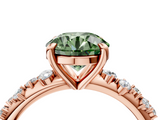 Rose gold Fancy Green Round  Cut Diamond Vine Band with Four-Prong Setting_58