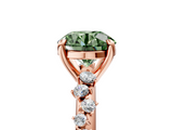 Rose gold Fancy Green Round  Cut Diamond Vine Band with Four-Prong Setting_59