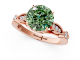 Rose gold Fancy Green Round  Cut Diamond with Milgrain Marquise and Bezel Accents on a Solitaire Band with Prong Setting_173