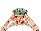 Rose gold Fancy Green Round  Cut Diamond with Milgrain Marquise and Bezel Accents on a Solitaire Band with Prong Setting_176