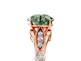 Rose gold Fancy Green Round  Cut Diamond with Milgrain Marquise and Bezel Accents on a Solitaire Band with Prong Setting_177