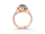 Rose gold Fancy Green Round  Cut Double Halo Split Shank Diamond Ring with Prong Setting_51