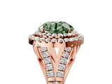 Rose gold Fancy Green Round  Cut Double Halo Split Shank Diamond Ring with Prong Setting_53