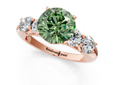 Rose gold Fancy Green Round  Cut Five-Stone Prong Set Diamond Ring with Classic Band_32
