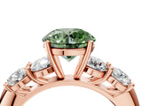 Rose gold Fancy Green Round  Cut Five-Stone Prong Set Diamond Ring with Classic Band_35